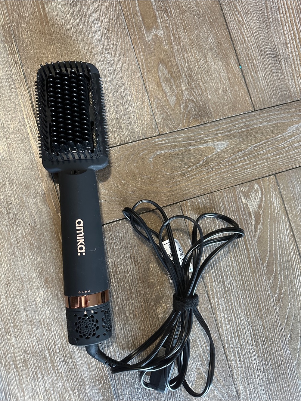 amika Black Hot Air Paddle Brush with Rose Gold Trim VIDEO in pictures
